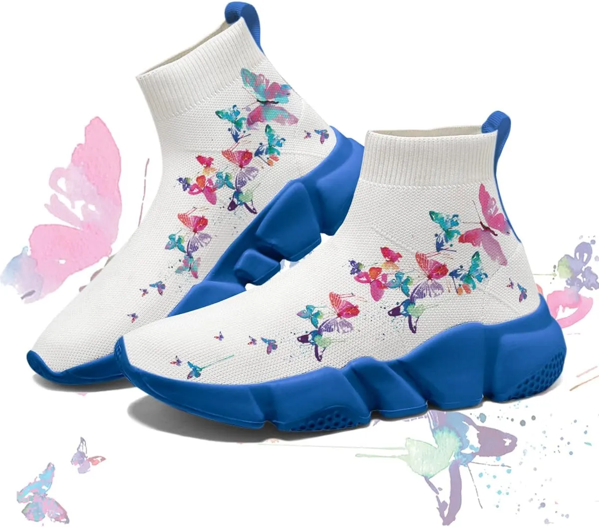 Mens Running Sneakers Art Graffiti Painted Shoes Mesh Breathable Slip-on Womens Tennis Shoes