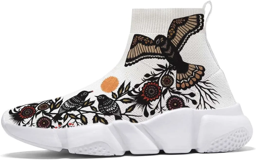 Mens Running Sneakers Art Graffiti Painted Shoes Mesh Breathable Slip-on Womens Tennis Shoes