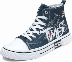 Men's Skate Lightweight High Top Canvas Sneakers Breathable Flat Walking Shoes