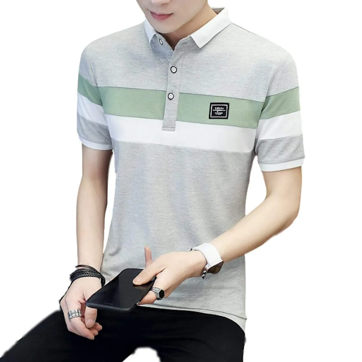 Mens Wide Striped Polo Shirt