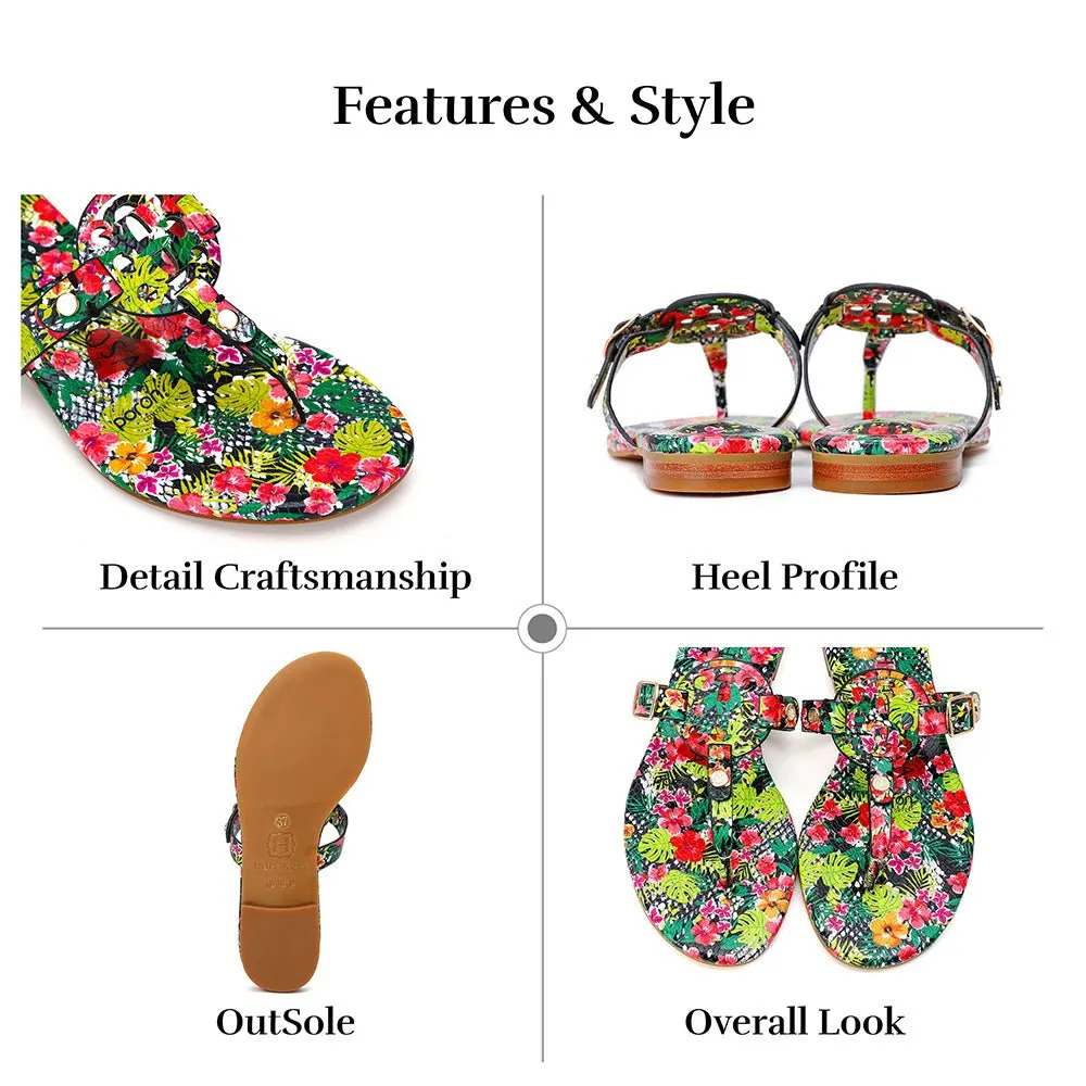 Moonraker Multicolor Floral Pattern Leather Sandal