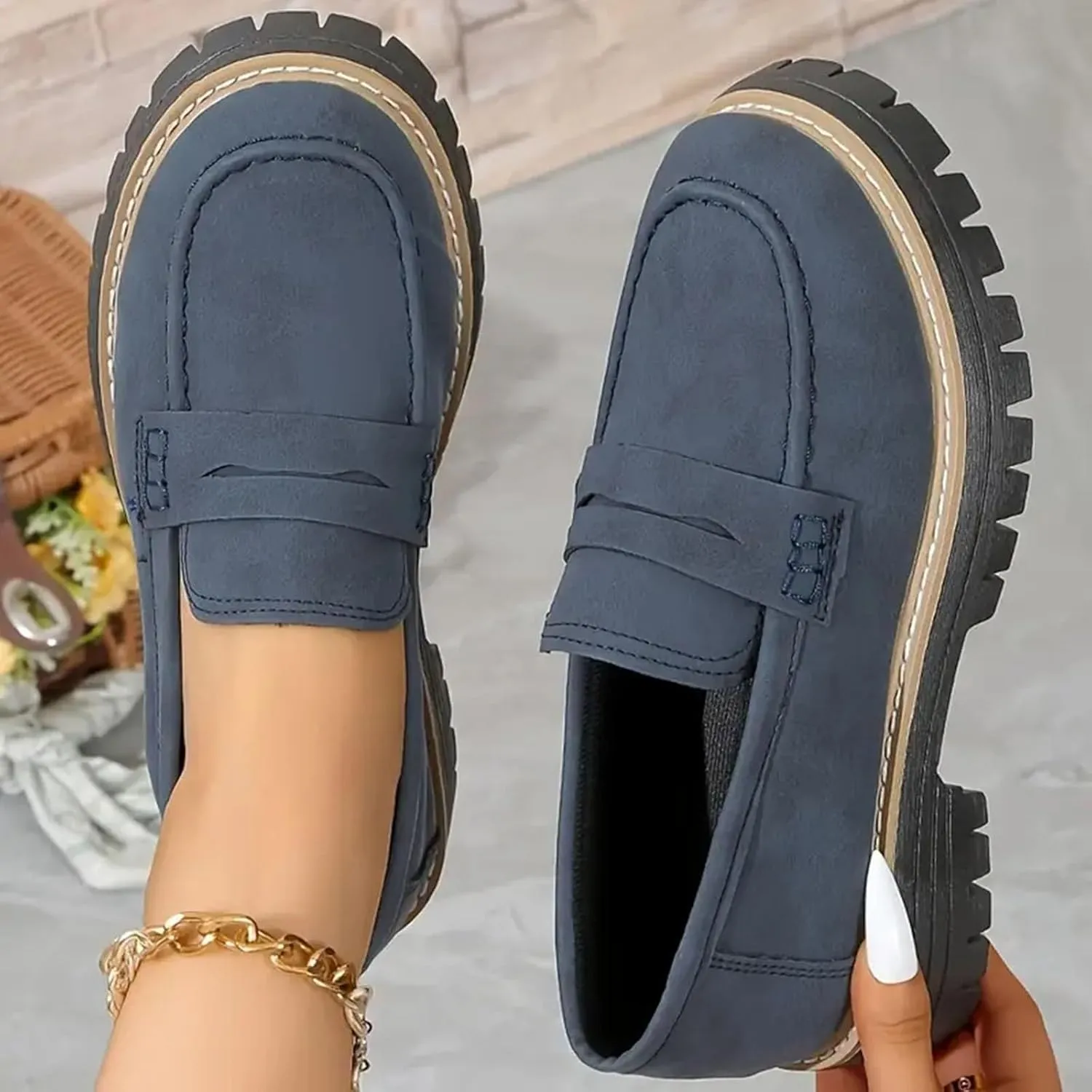 Orthoture-Orthopedic Platform Loafers Comfortable Slip Resistant Loafers with Breathable Arch Support Wide Toe Loafers