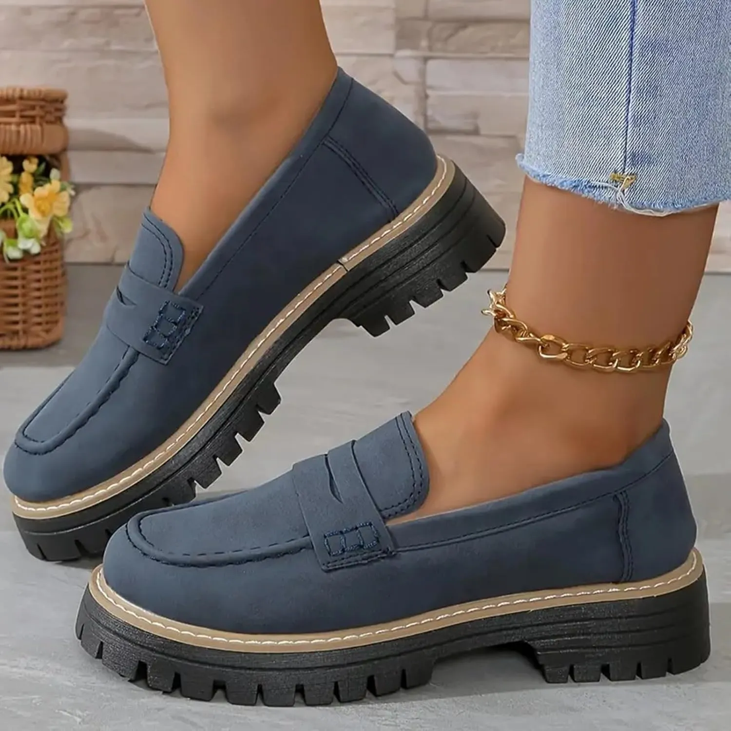 Orthoture-Orthopedic Platform Loafers Comfortable Slip Resistant Loafers with Breathable Arch Support Wide Toe Loafers