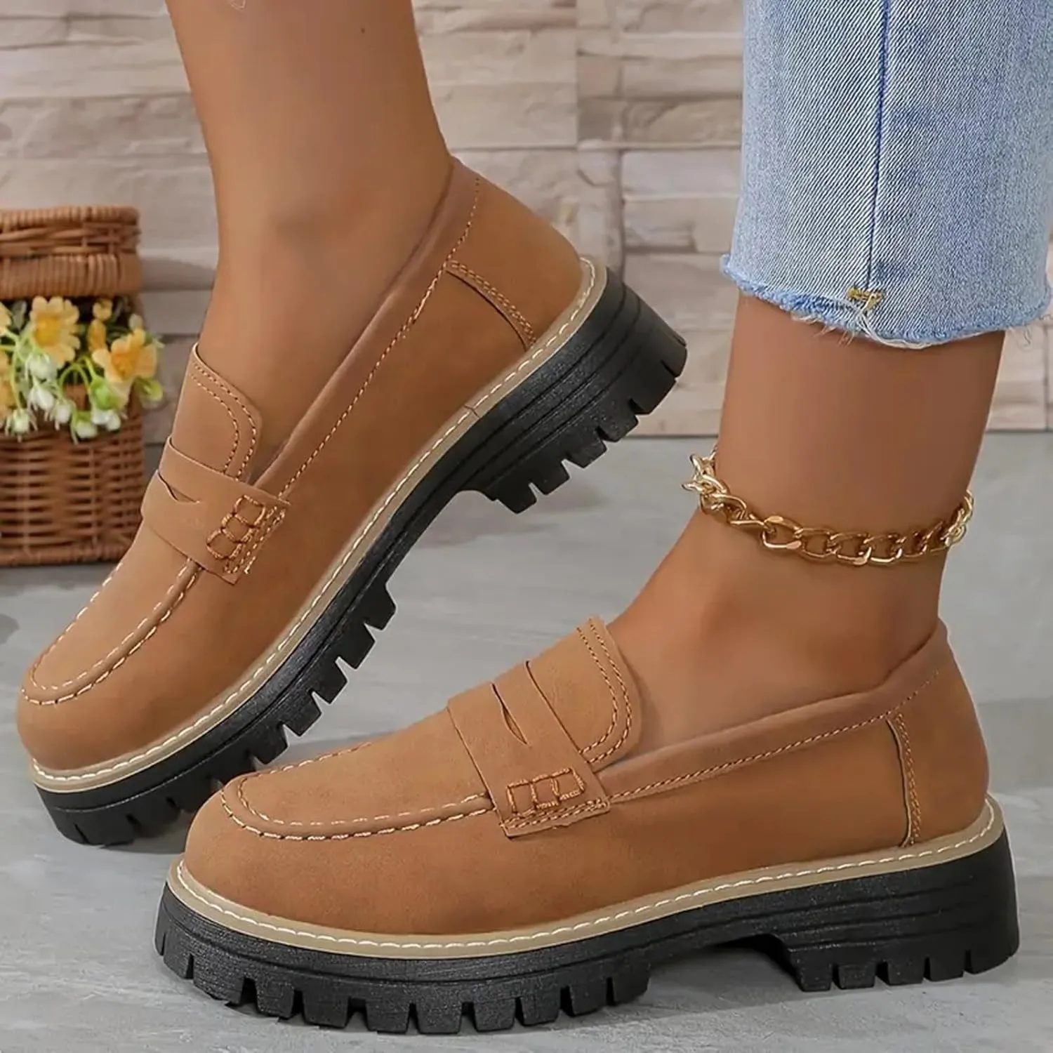 Orthoture-Orthopedic Platform Loafers Comfortable Slip Resistant Loafers with Breathable Arch Support Wide Toe Loafers