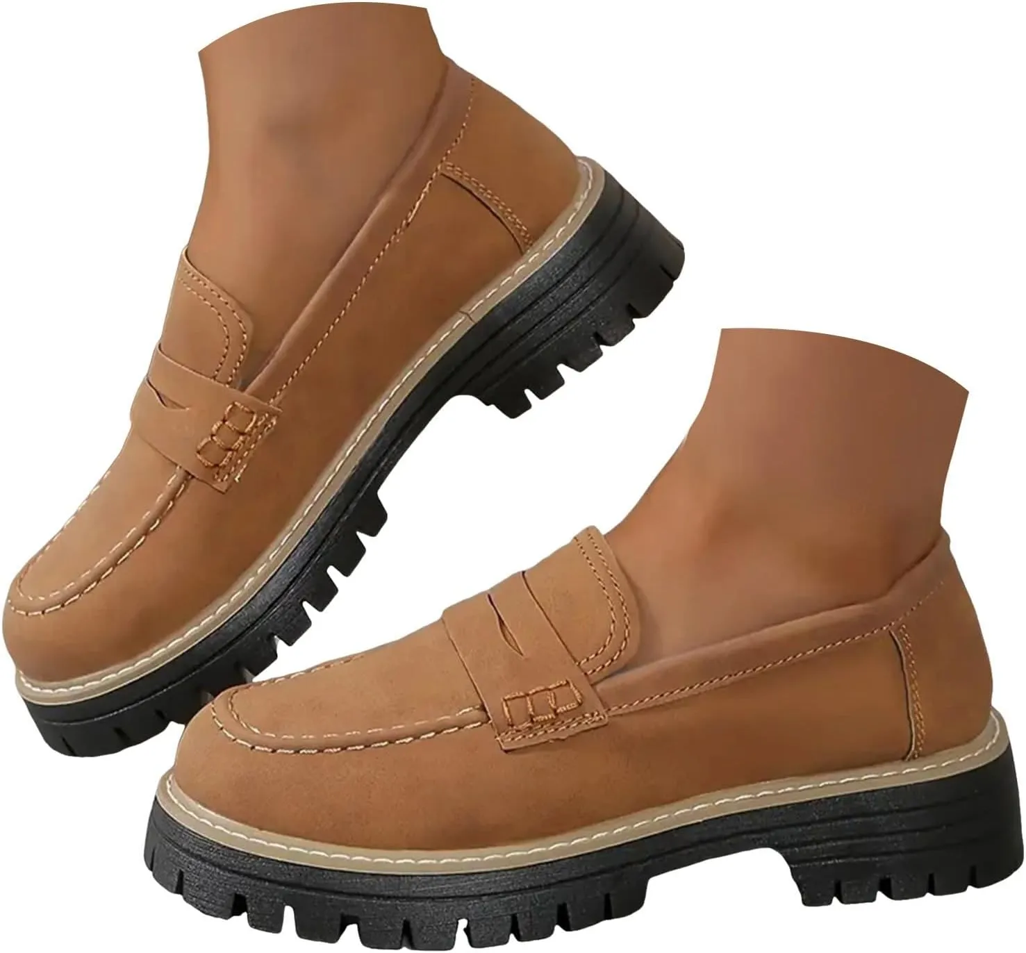 Orthoture-Orthopedic Platform Loafers Comfortable Slip Resistant Loafers with Breathable Arch Support Wide Toe Loafers
