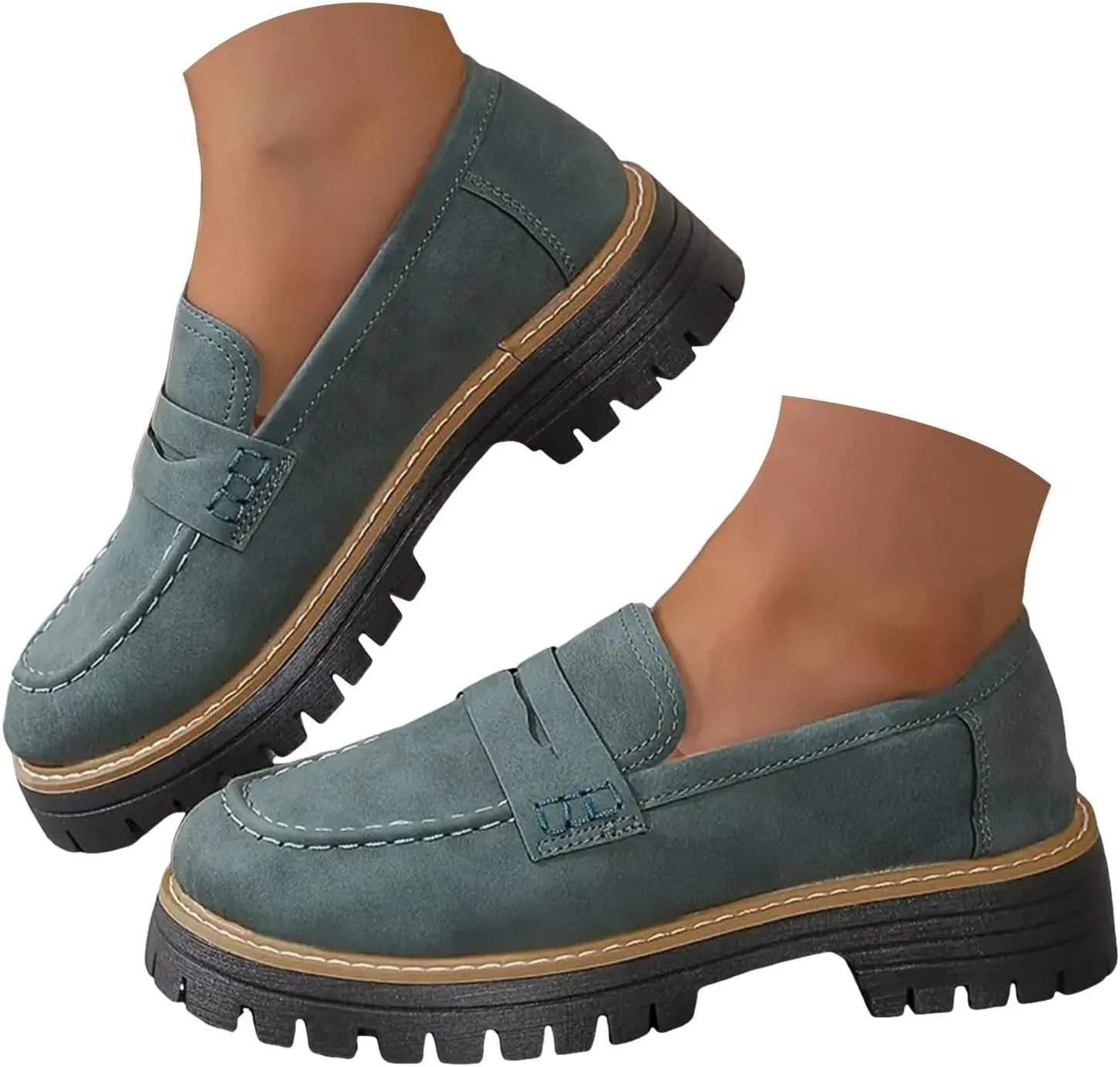 Orthoture-Orthopedic Platform Loafers Comfortable Slip Resistant Loafers with Breathable Arch Support Wide Toe Loafers