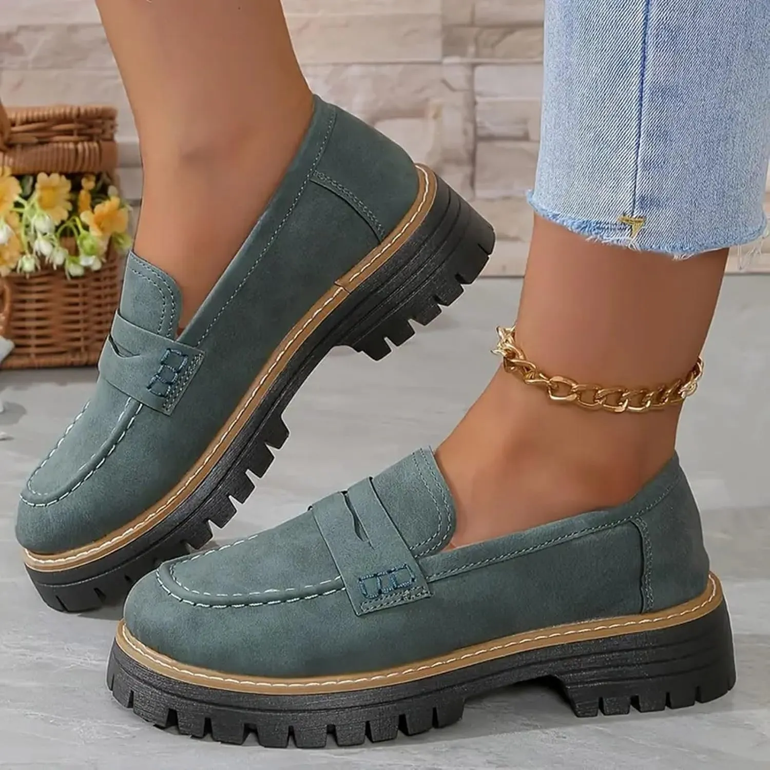 Orthoture-Orthopedic Platform Loafers Comfortable Slip Resistant Loafers with Breathable Arch Support Wide Toe Loafers