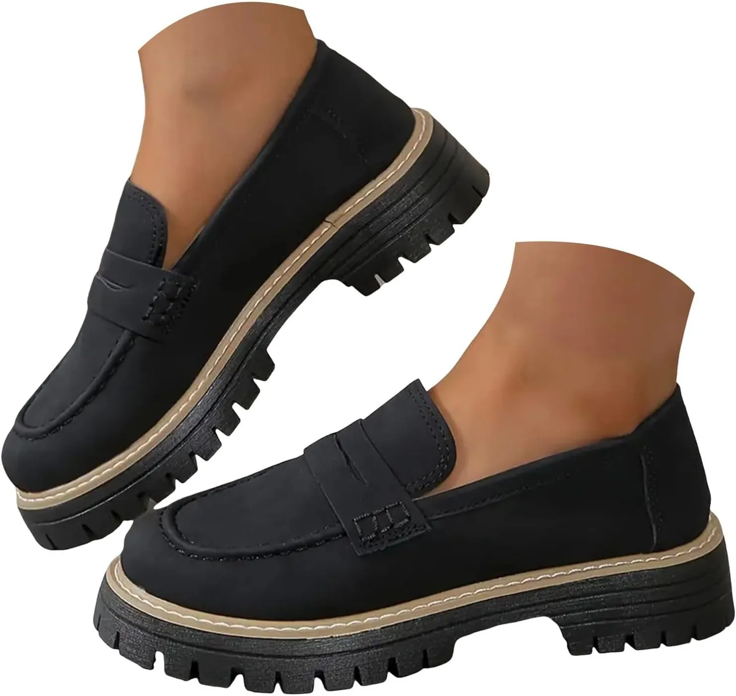 Orthoture-Orthopedic Platform Loafers Comfortable Slip Resistant Loafers with Breathable Arch Support Wide Toe Loafers