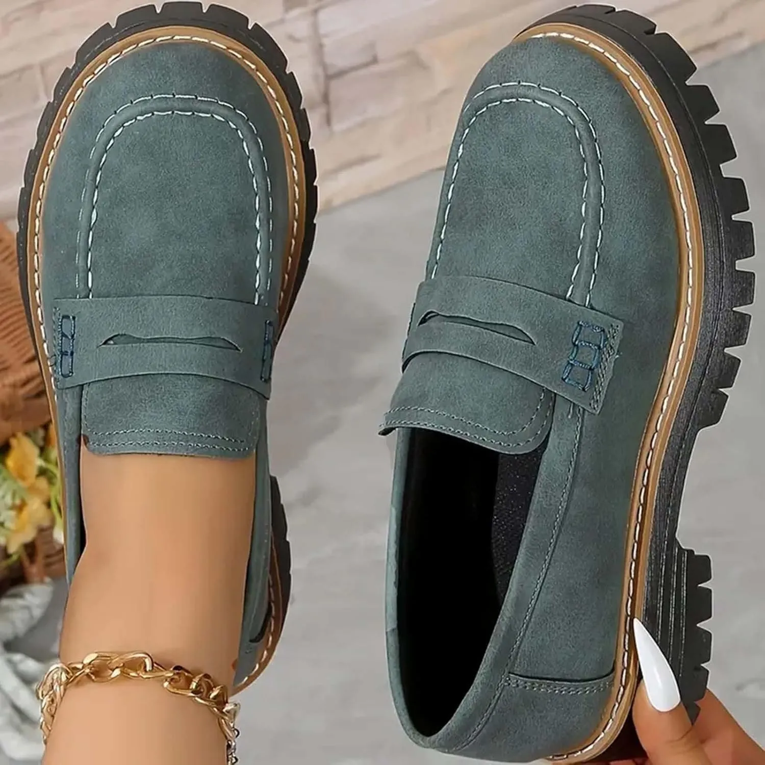 Orthoture-Orthopedic Platform Loafers Comfortable Slip Resistant Loafers with Breathable Arch Support Wide Toe Loafers