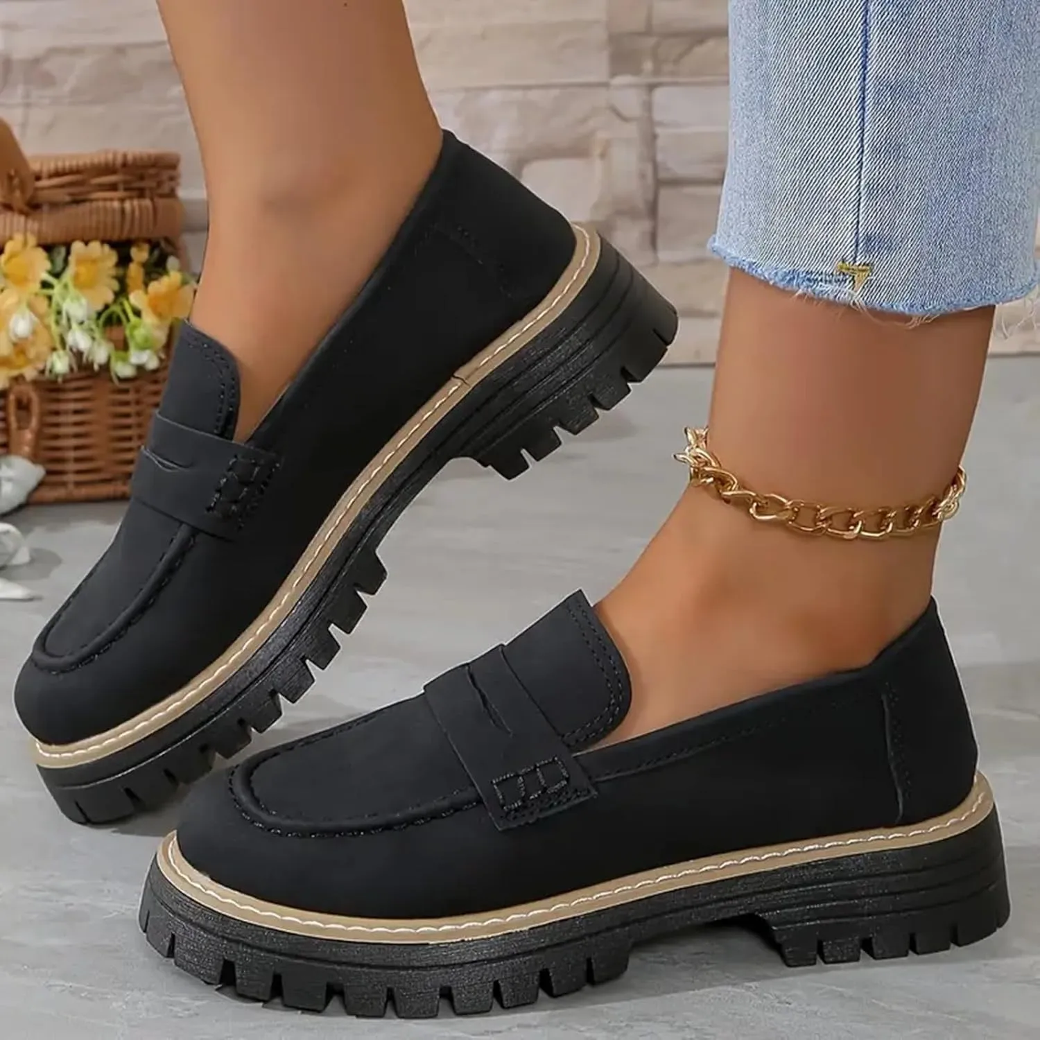 Orthoture-Orthopedic Platform Loafers Comfortable Slip Resistant Loafers with Breathable Arch Support Wide Toe Loafers