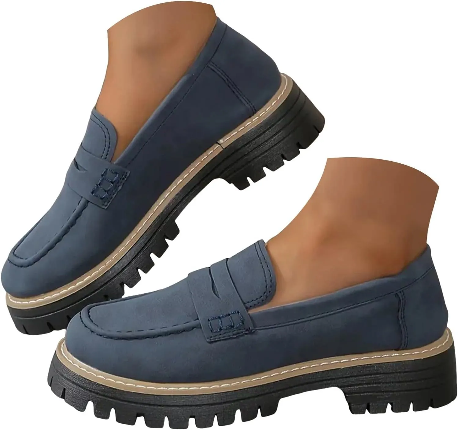 Orthoture-Orthopedic Platform Loafers Comfortable Slip Resistant Loafers with Breathable Arch Support Wide Toe Loafers
