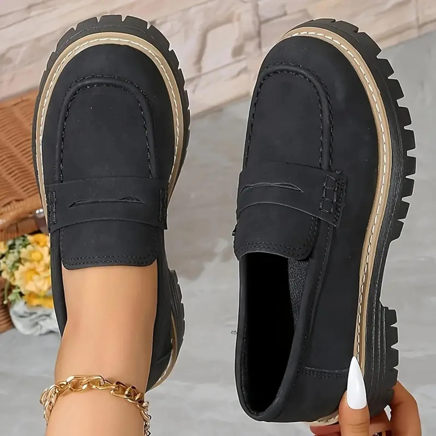 Orthoture-Orthopedic Platform Loafers Comfortable Slip Resistant Loafers with Breathable Arch Support Wide Toe Loafers