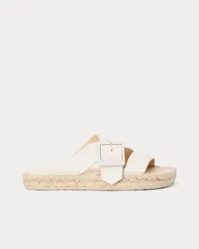 Petal Espadrille Soft Calfskin White Slides