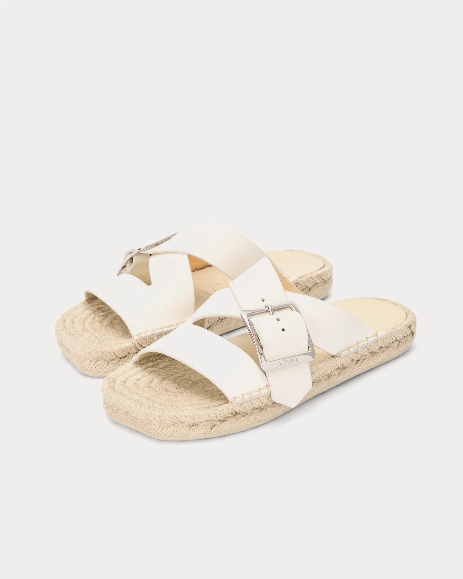 Petal Espadrille Soft Calfskin White Slides
