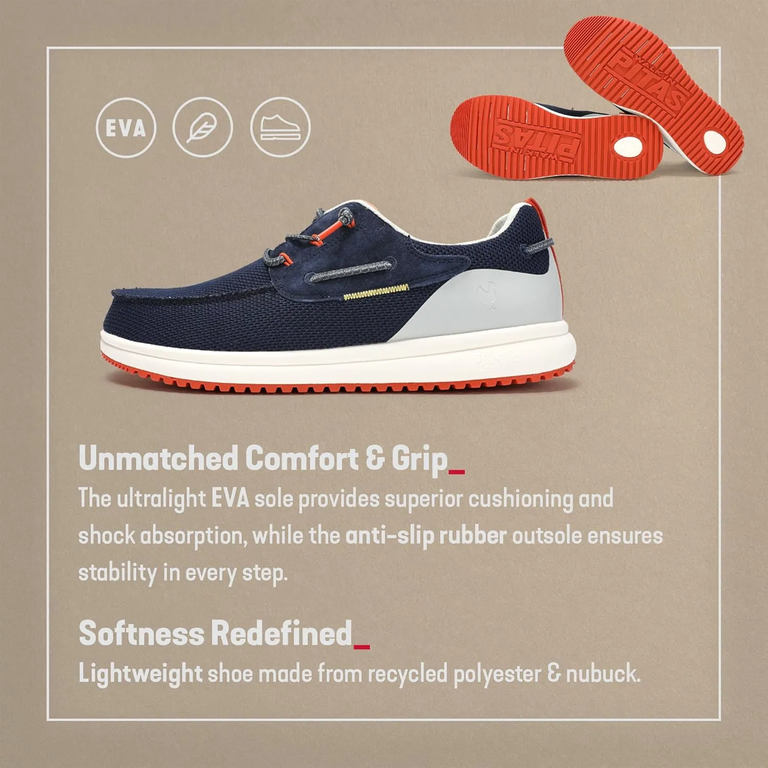 PITAS Bay Men’s Loafers | Casual Slip-On Shoes | Breathable & Comfortable Loafers for Men | Navy