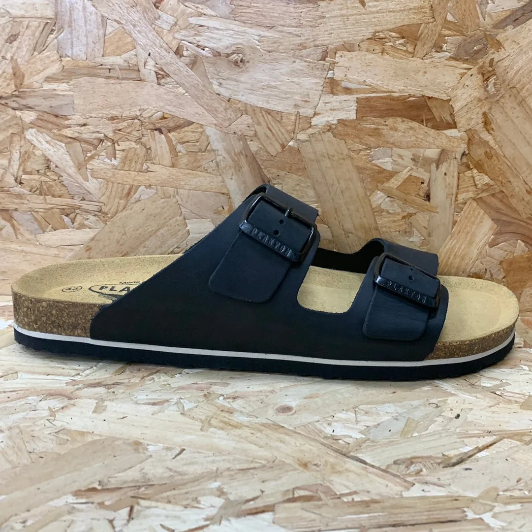 Plakton Mens Malaga Apure Leather Sandal - Black