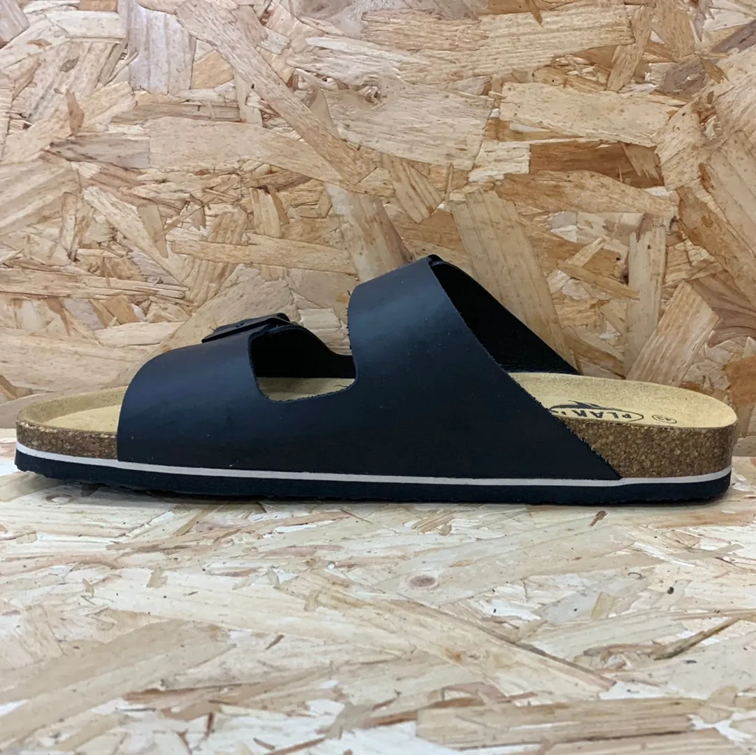 Plakton Mens Malaga Apure Leather Sandal - Black