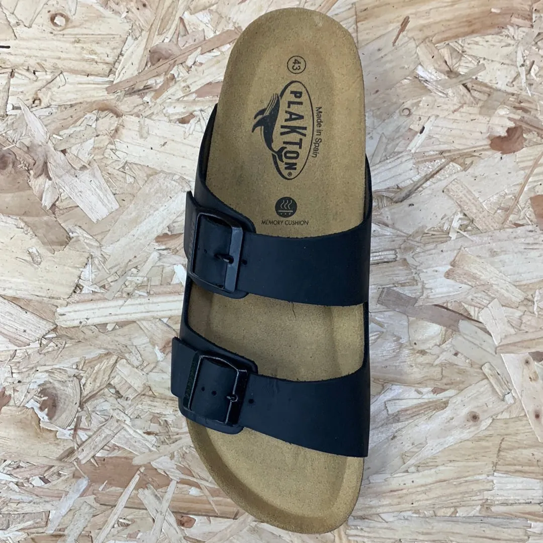 Plakton Mens Malaga Apure Leather Sandal - Black