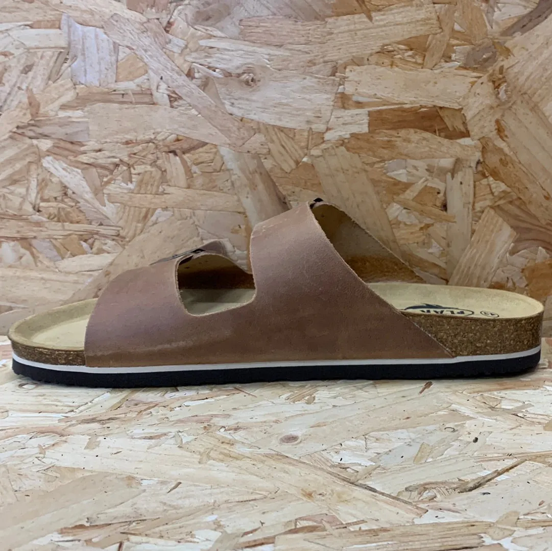 Plakton Mens Malaga Apure Leather Sandal - Oak Brown