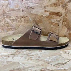 Plakton Mens Malaga Apure Leather Sandal - Oak Brown