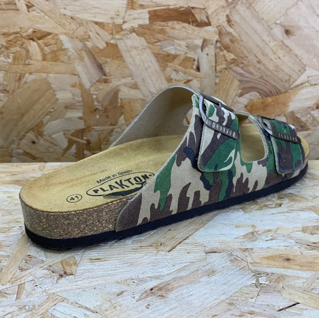 Plakton Mens Malaga Split Leather Sandal - Camo
