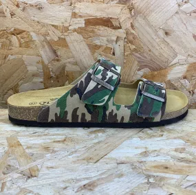 Plakton Mens Malaga Split Leather Sandal - Camo