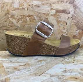 Plakton Womens Alicante Hi Apure Leather Sandal - Oak Brown