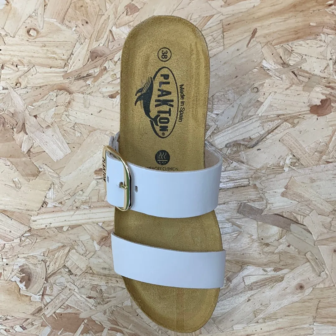 Plakton Womens Alicante Hi Napa Leather Sandal - White
