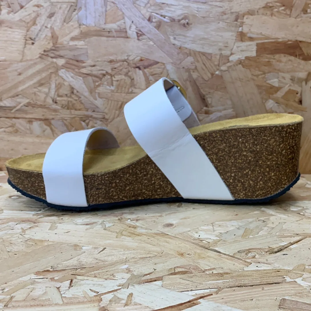 Plakton Womens Alicante Hi Napa Leather Sandal - White