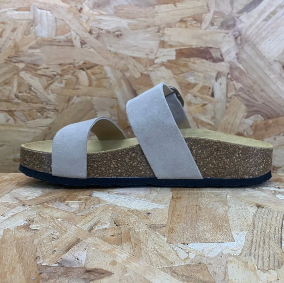 Plakton Womens Alicante Mid Apure Leather Sandal - Stone
