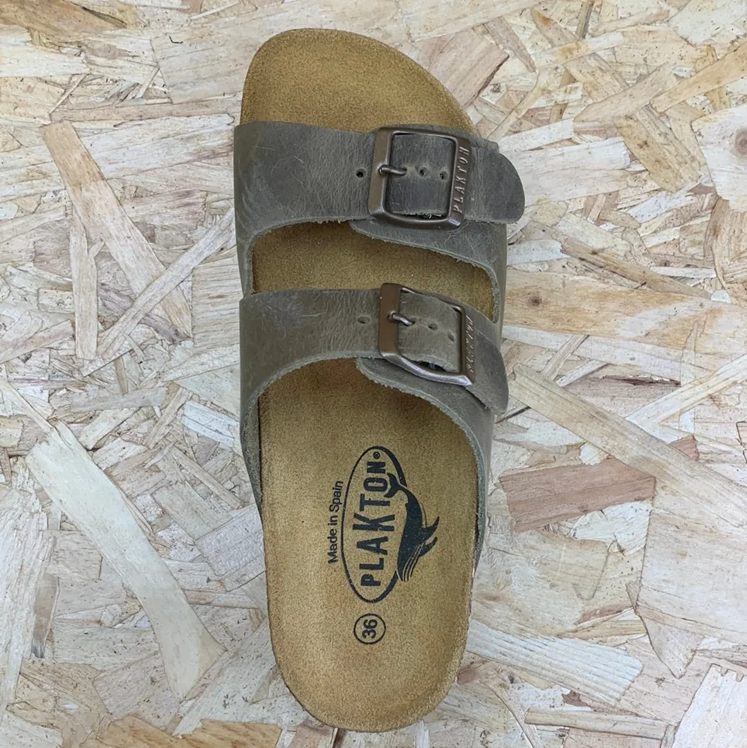 Plakton Womens Malaga Mid Apure Leather Sandal - Khaki
