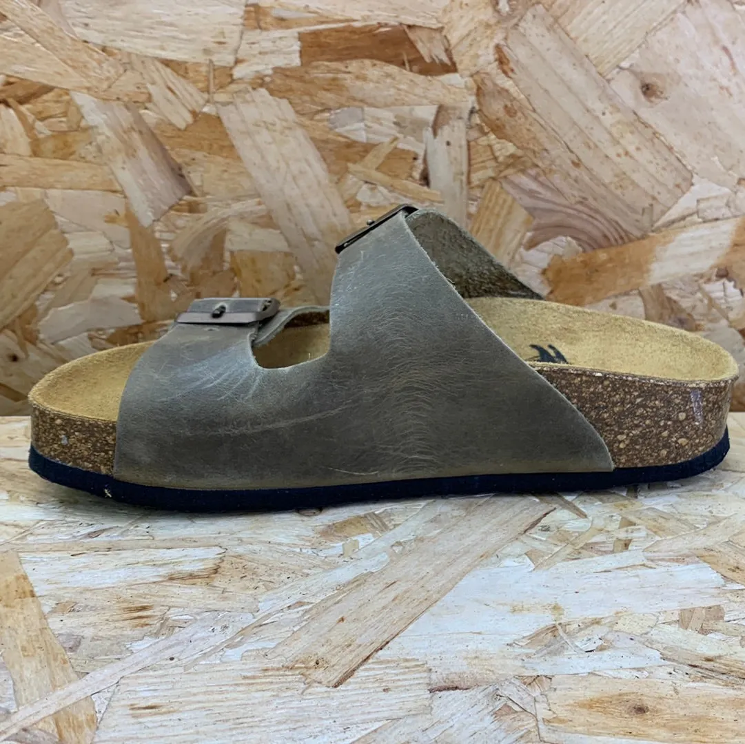Plakton Womens Malaga Mid Apure Leather Sandal - Khaki