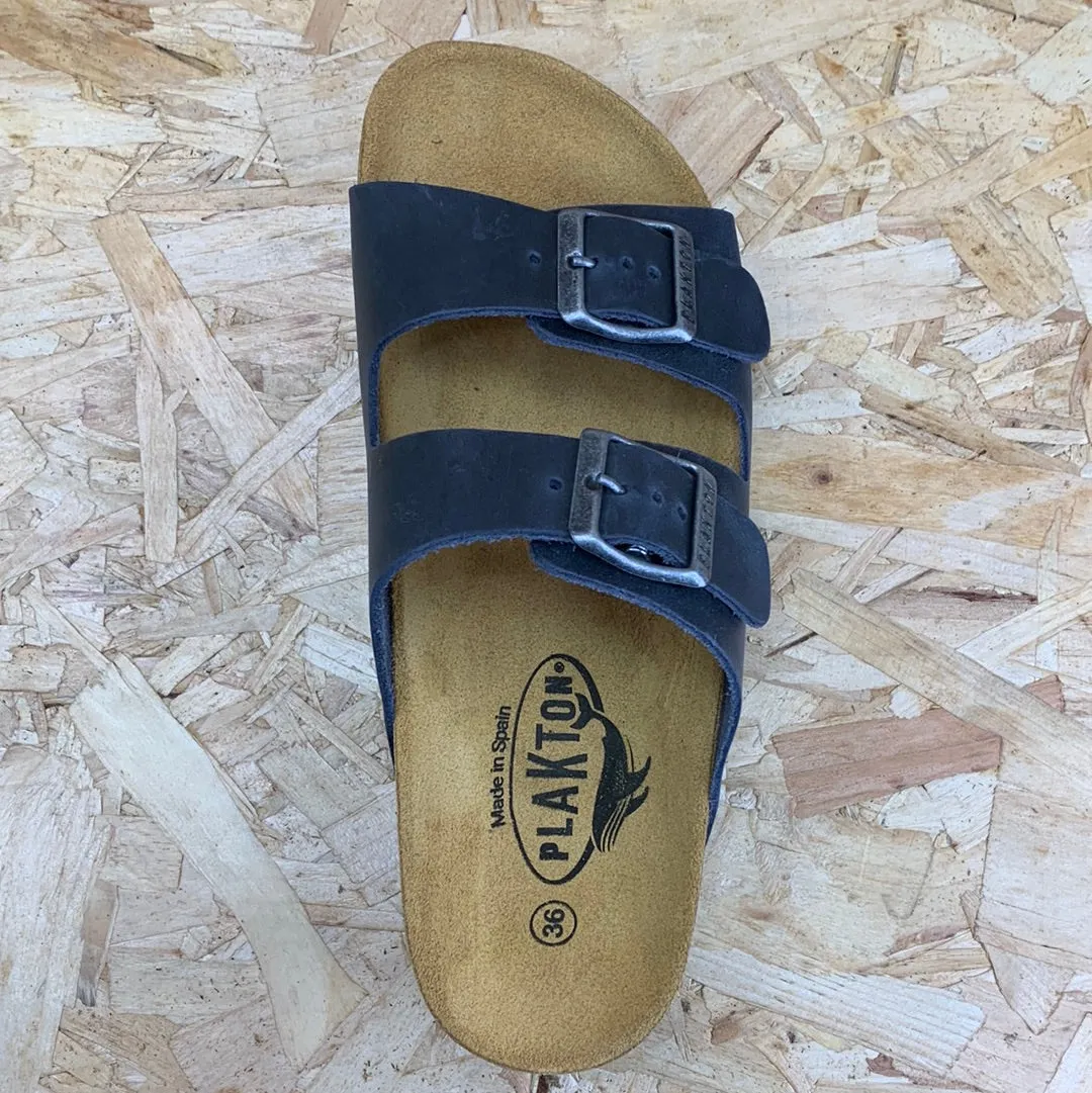 Plakton Womens Malaga Mid Apure Leather Sandal - Navy