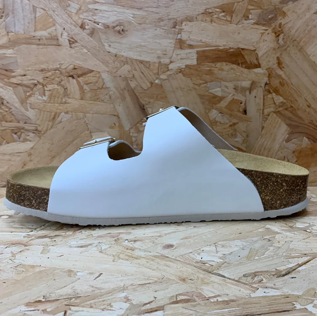 Plakton Womens Malaga Mid Napa Leather Sandal - Ice White