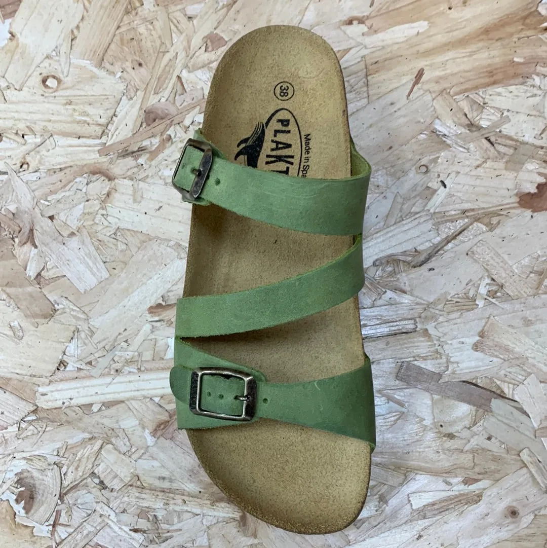 Plakton Womens Seville Mid Apure Leather Sandal - Pistachio Green