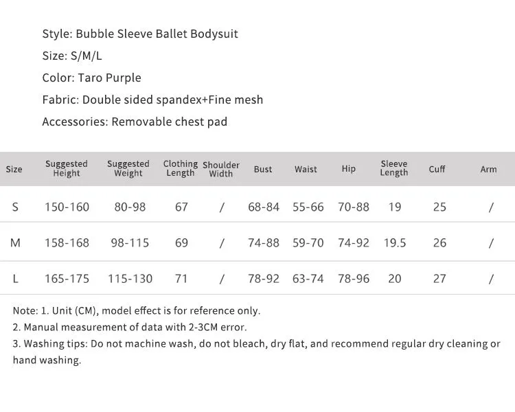 Pleated Mesh Bubble Sleeved Ballet Dance Leotard