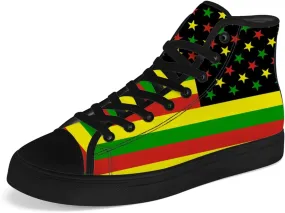 Rasta High Top Canvas Shoes for Men Women Reggae High Top Sneakers Lace Up Casual Shoes Gifts for Dad Mom