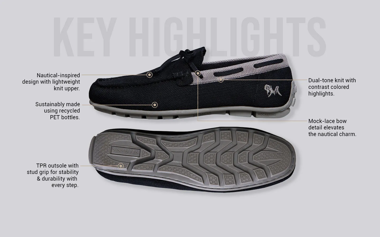 ReLive Knit Boat Loafers : Black