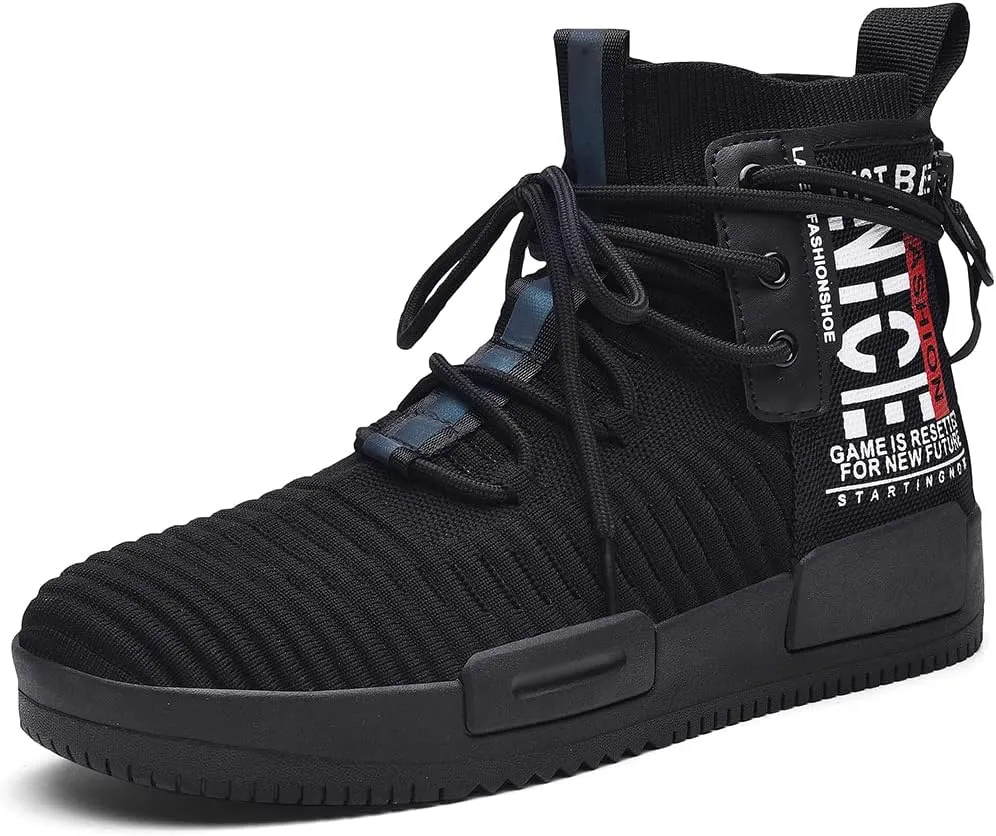 RUNMAXX Mens Fashion Walking Lace Up High Top Shoes Stylish Running Athletic Casual Sneaker