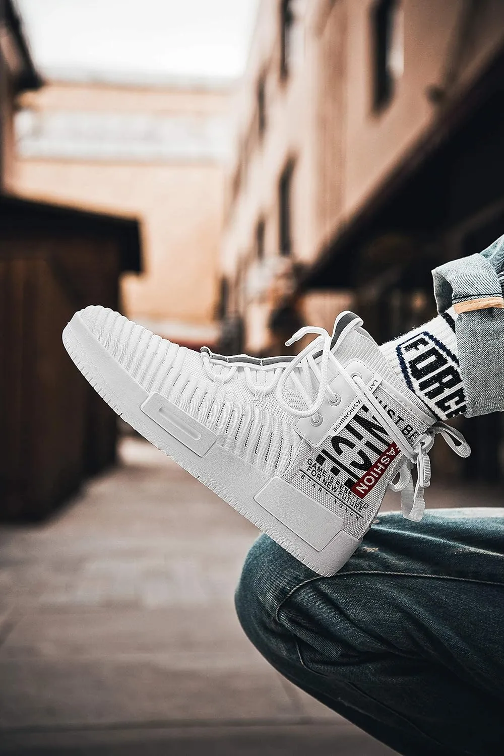 RUNMAXX Mens Fashion Walking Lace Up High Top Shoes Stylish Running Athletic Casual Sneaker