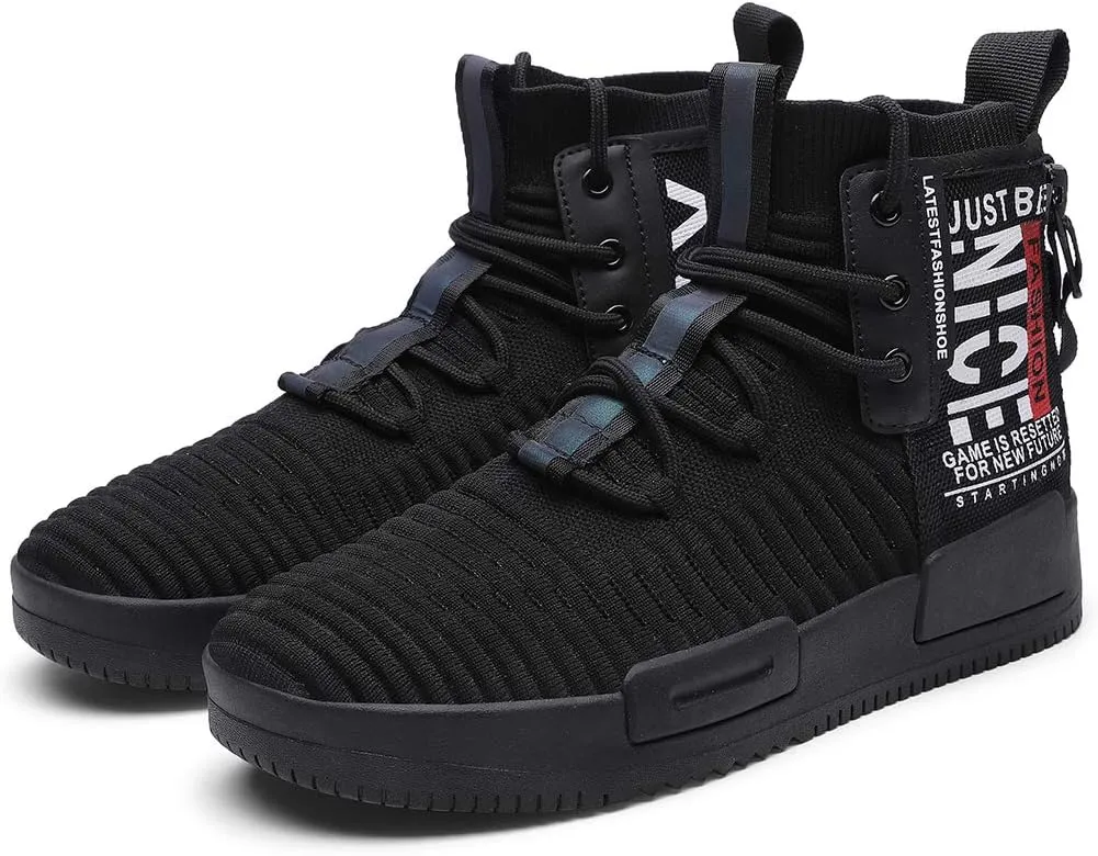 RUNMAXX Mens Fashion Walking Lace Up High Top Shoes Stylish Running Athletic Casual Sneaker