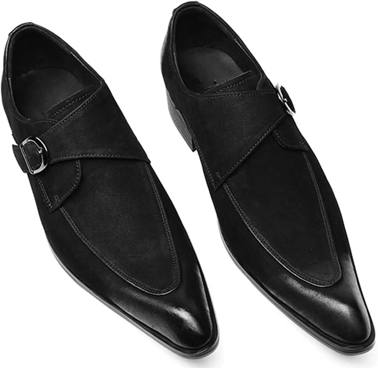 Santimon Men's Suede Dress Shoes Monk Strap Loafers | Formal Penny Loafers with Classic Buckle Closure & Non-Slip Rubber Sole for Business Casual, Wedding & Evening Events