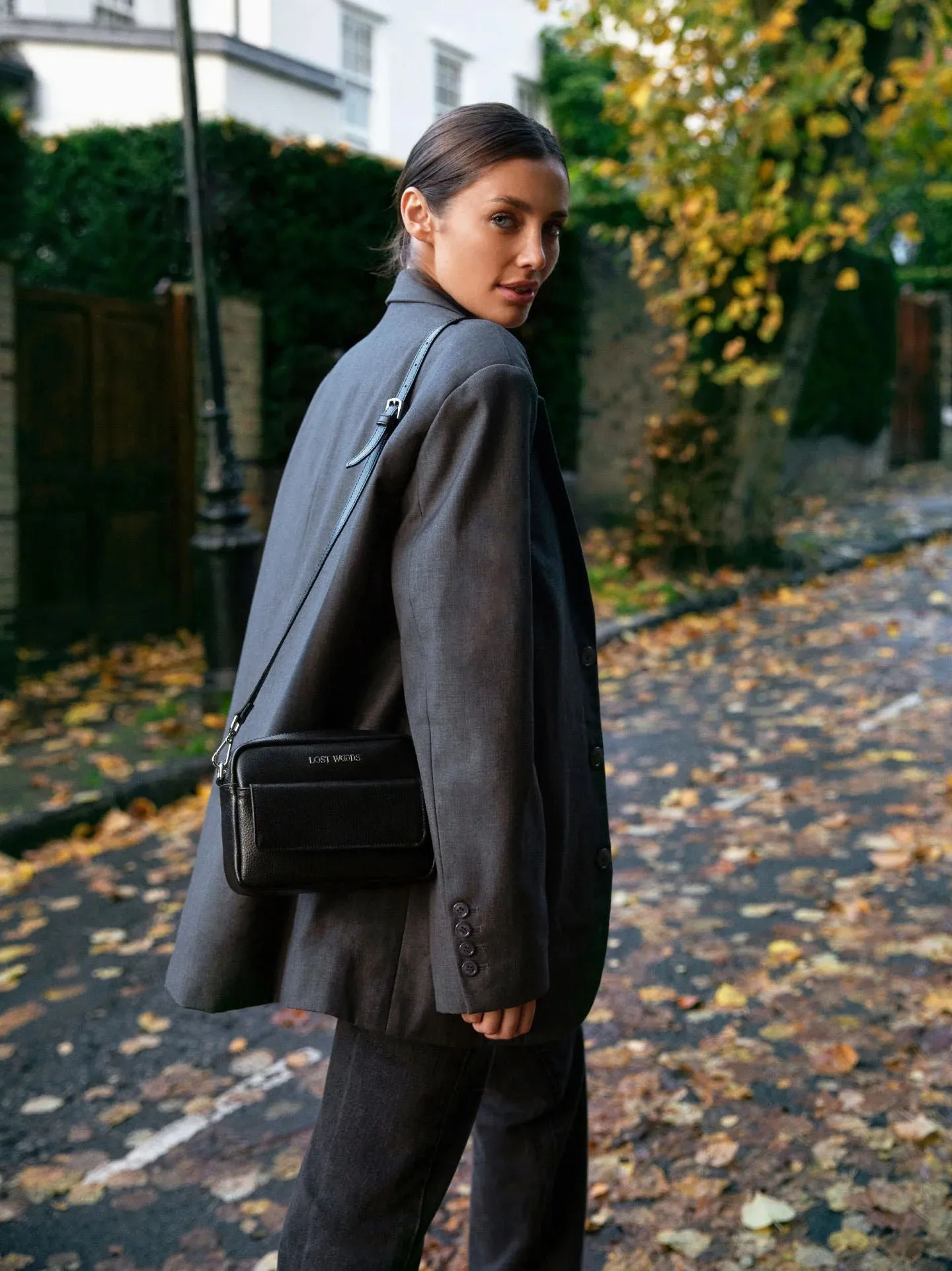 Small Aster Crossbody Bag in Black & Silver