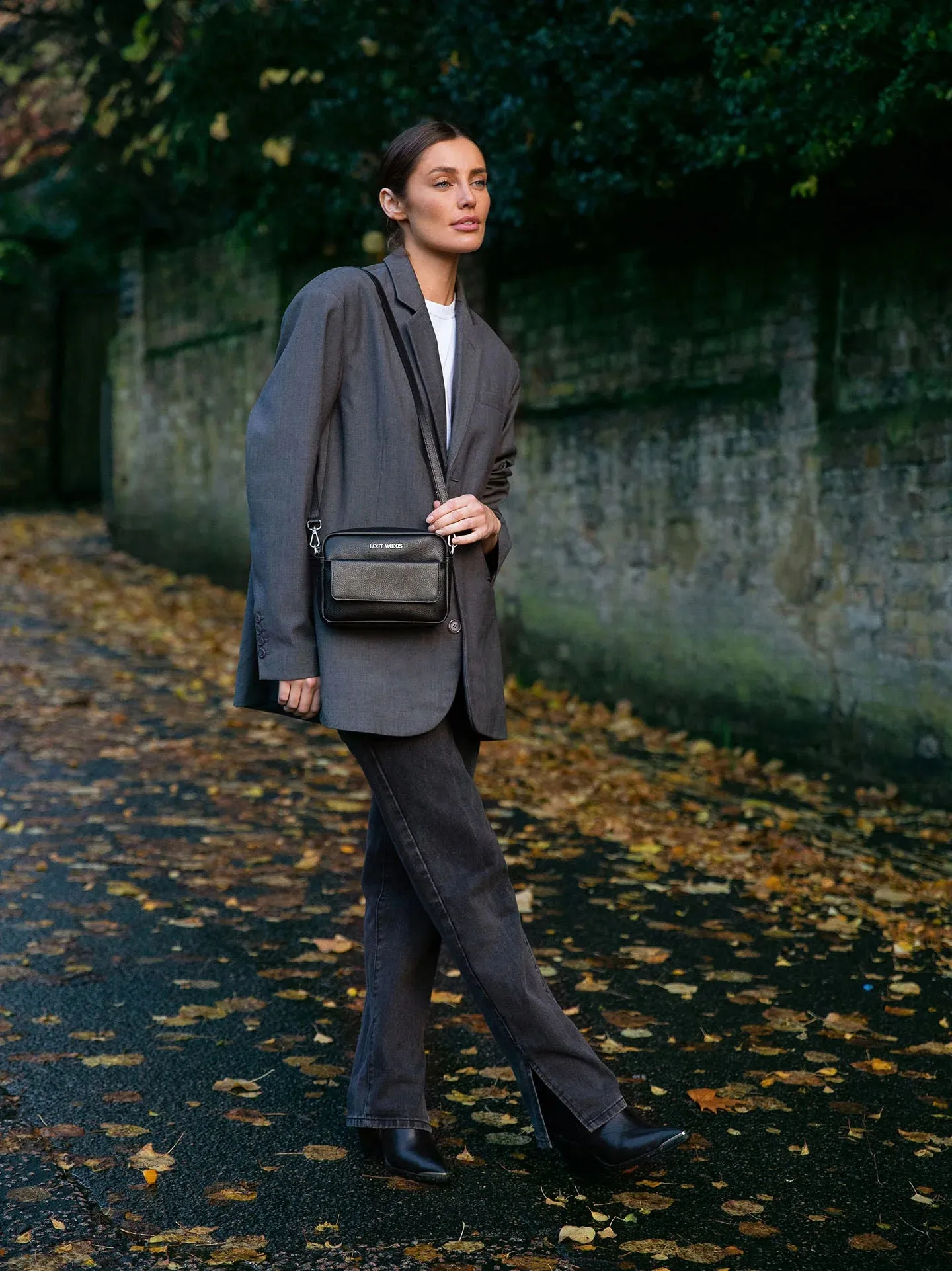 Small Aster Crossbody Bag in Black & Silver