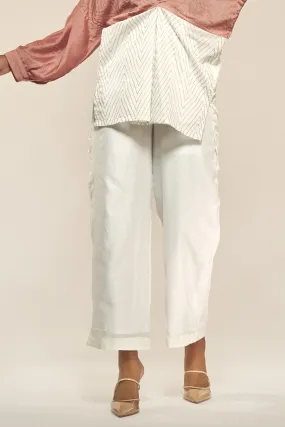 Solid White Silk Pants