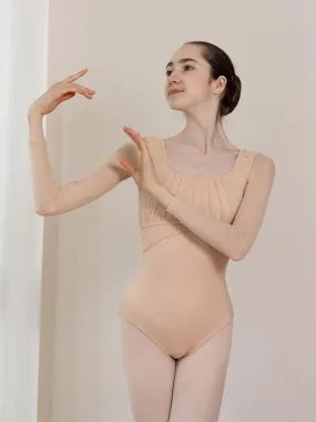 Square Necked Sparkling Diamond Pleated Leotard Ballet Dance Training Clothes