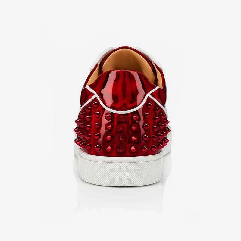 Striking Red Studded Sneakers
