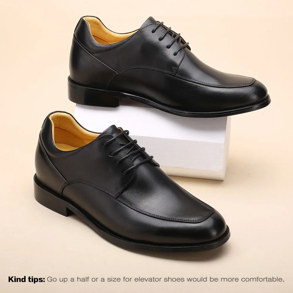 This item only ships to the United States - 6CM / 2.36 Inches - CMR CHAMARIPA Men's Height Increasing Elevator Shoes - Hidden Heel Shoes For Men - Black Derby Shoes