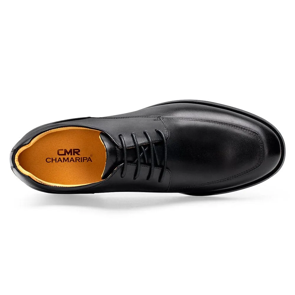 This item only ships to the United States - 6CM / 2.36 Inches - CMR CHAMARIPA Men's Height Increasing Elevator Shoes - Hidden Heel Shoes For Men - Black Derby Shoes