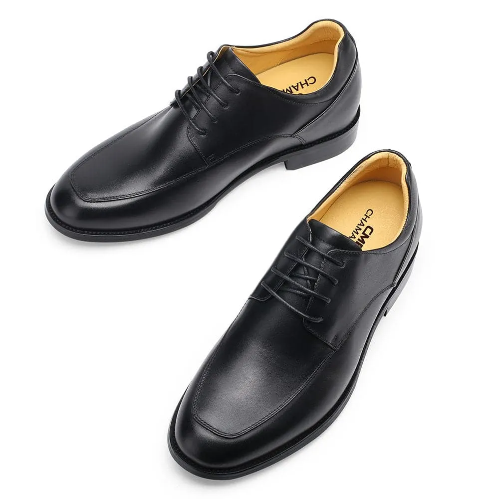 This item only ships to the United States - 6CM / 2.36 Inches - CMR CHAMARIPA Men's Height Increasing Elevator Shoes - Hidden Heel Shoes For Men - Black Derby Shoes